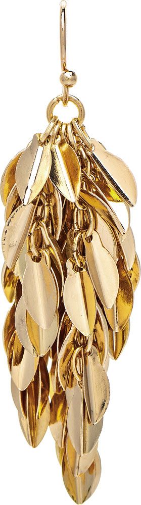 Gold Tassel Leaf Bunch Earring