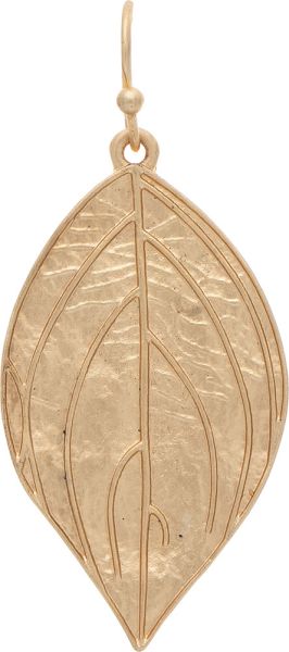 Gold Matte Veined Leaf Earring