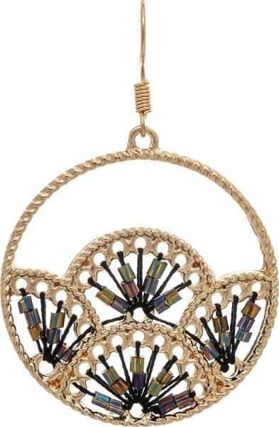 Tube Bead Filigree Circle Earring