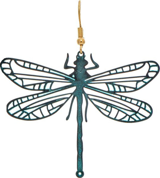Patina Large Filigree Cut Out Dragonfly Earring