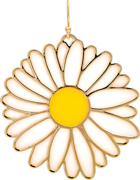 Gold White Yellow Center Inlay Shasta Daisy Earring