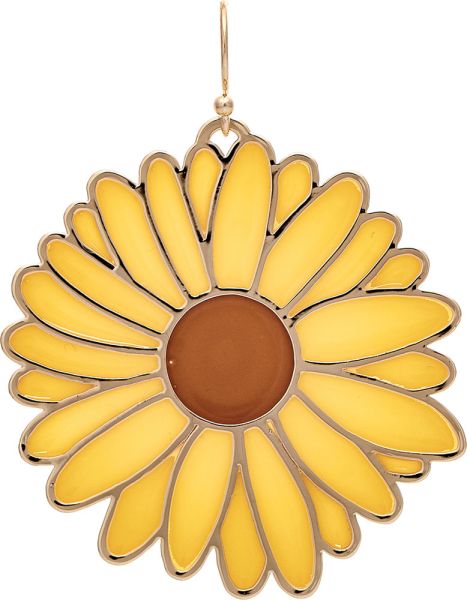 Gold Yellow Brown Center Inlay Shasta Daisy Earring