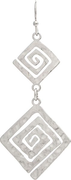 Silver Textured Geometric Maze Earring