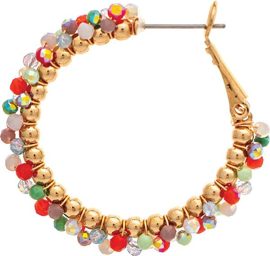 1" Beaded Edge Hoop Earring