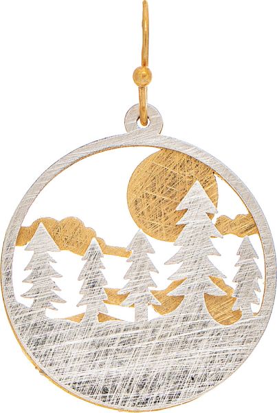 Two Tone Brushed Layered Treelined Sky Earring