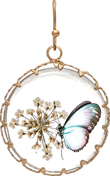 Gold Butterfly Flower Spray Acrylic Earring