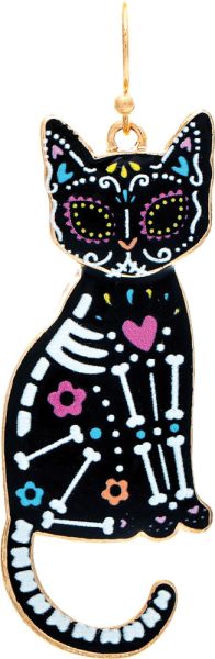 Calavera Kitty Cat Earring