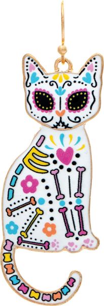 Calavera Kitty Cat Earring