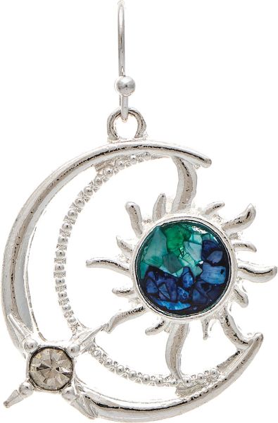 Blue Shell Inlay Moon Sun Earring