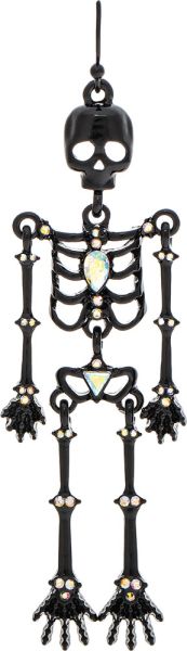 Black Aurora Borealis Crystal Halloween Skelly Earring