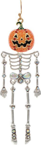 Crystal Skeleton Pumpkin Head Earring