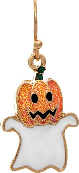 Jack-o-Lantern Ghost Enamel Earring