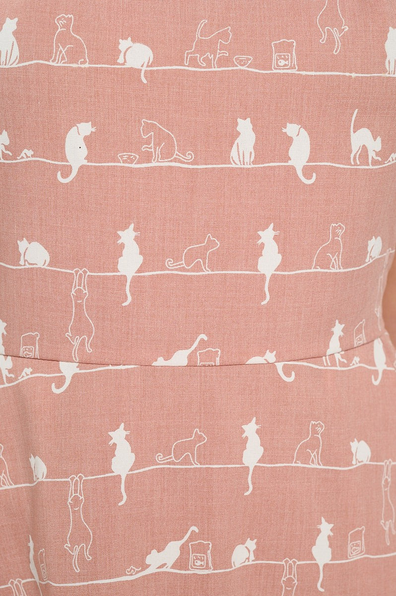 Cat on Wire Print Dress
