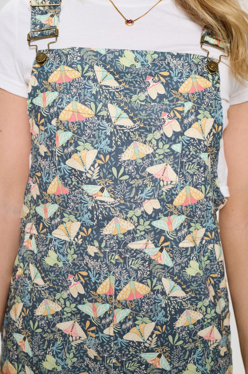 Floral Moth Print Corduroy Dress