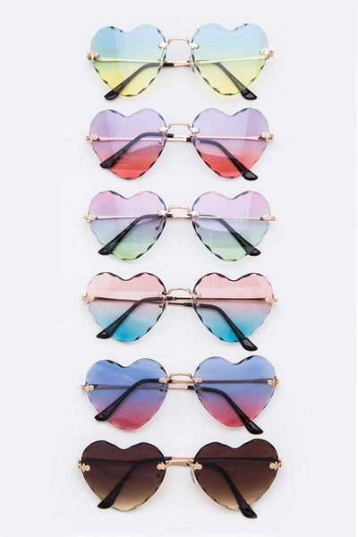 Heart Shape Sunglasses w/ Scalloped Rim
