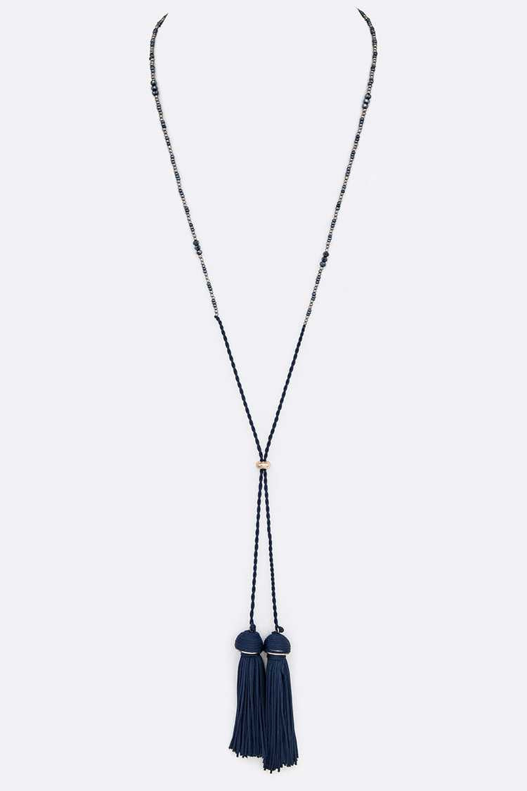 Double Tassel Long Necklace