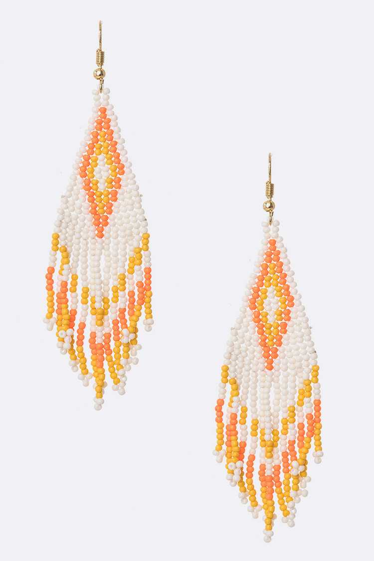 Sunshine Seed Bead Fringe Earrings