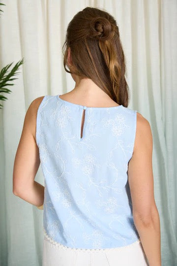 Embroidered Floral Lace Trim Top