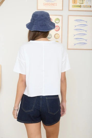 Split Neck Raw Edge Top