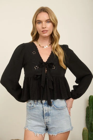 Floral Eyelet Embroidered Top