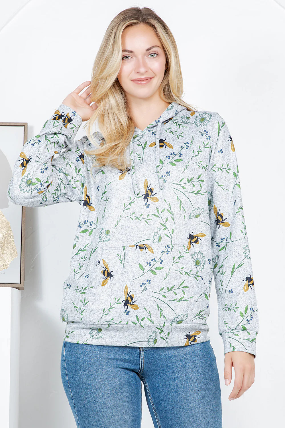 Floral Bee Pullover Hoodie