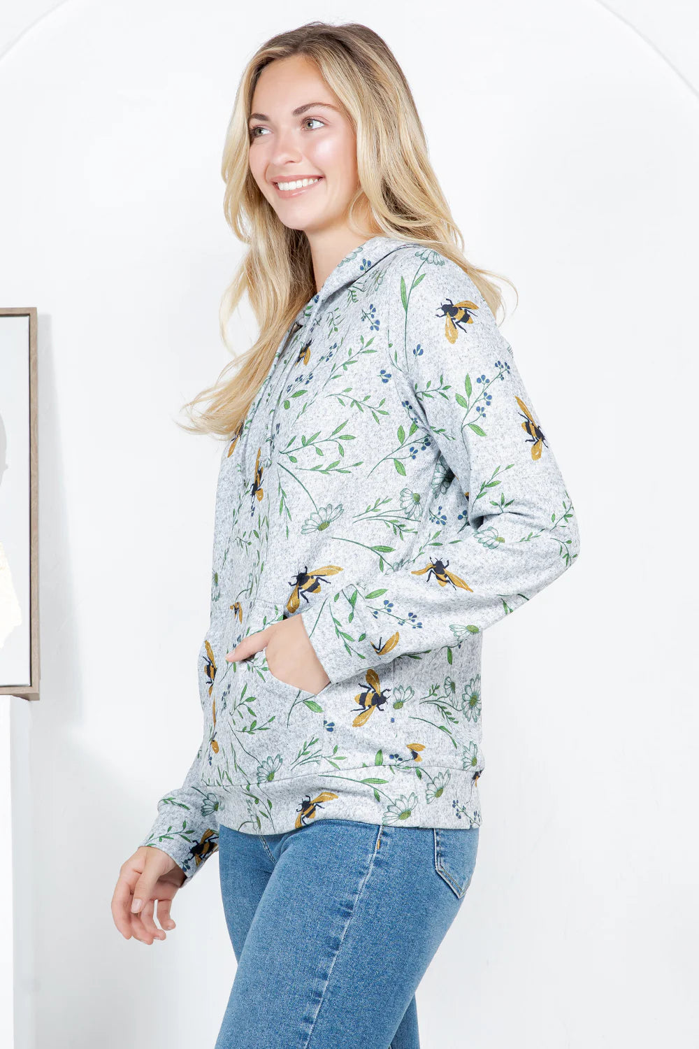 Floral Bee Pullover Hoodie