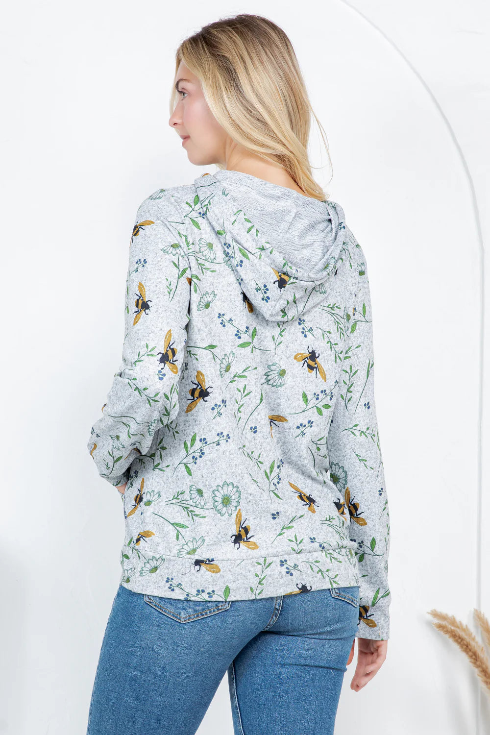 Floral Bee Pullover Hoodie