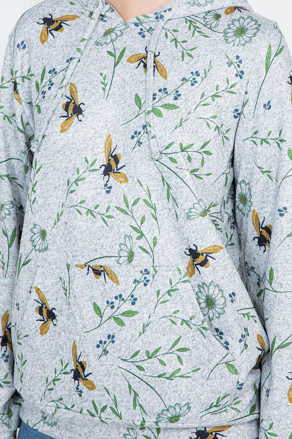 Floral Bee Pullover Hoodie