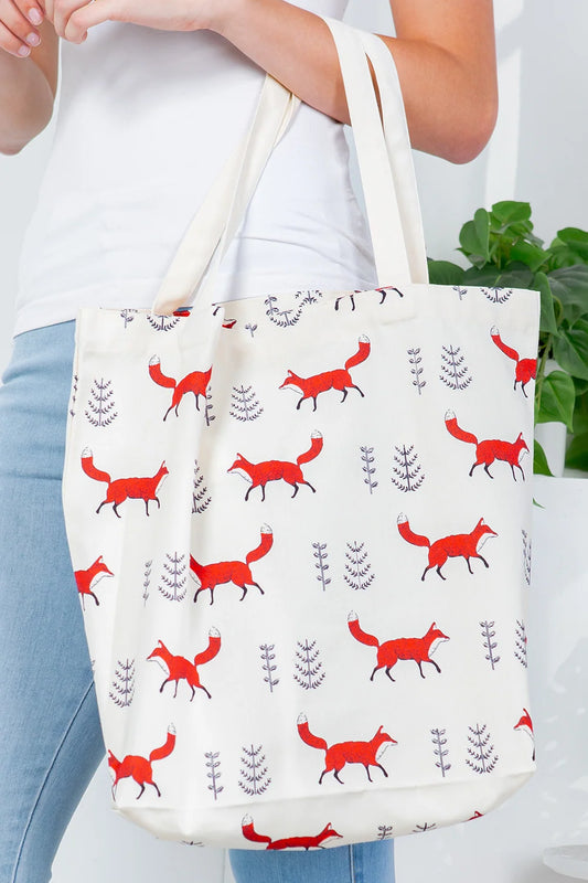 Red Fox Canvas Tote