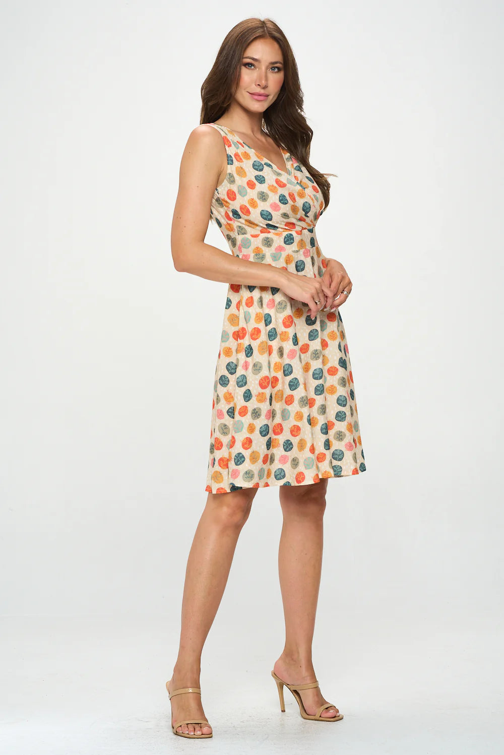 Leaves Print Fit and Flare Dress