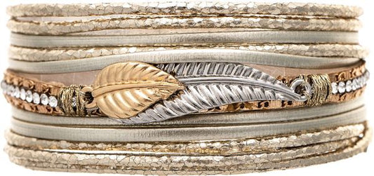 Gold Foil Crystal Leaf Magnetic Bracelet