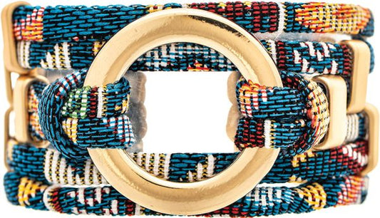 Gold Southwestern Weave Cloth Magnetic Bracelet