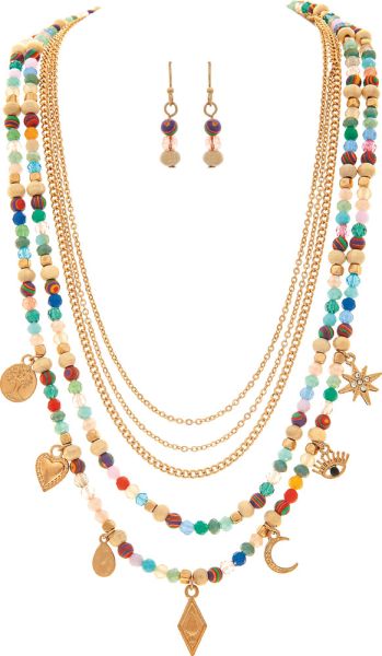Shiny Charm Layered Necklace Set
