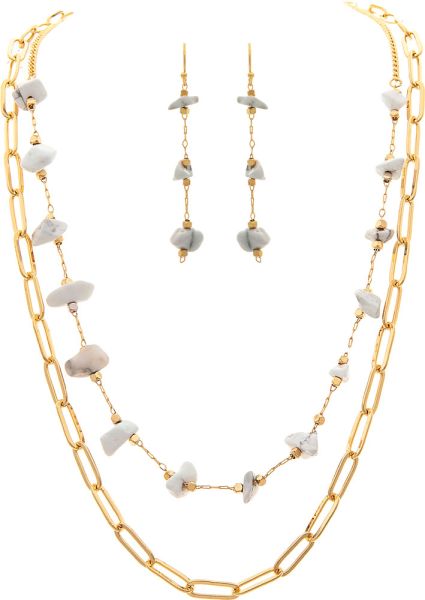 Stone Bead Chain Necklace Set