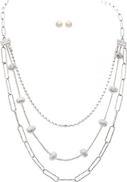 Freshwater Pearl Triple Layered Necklace Set