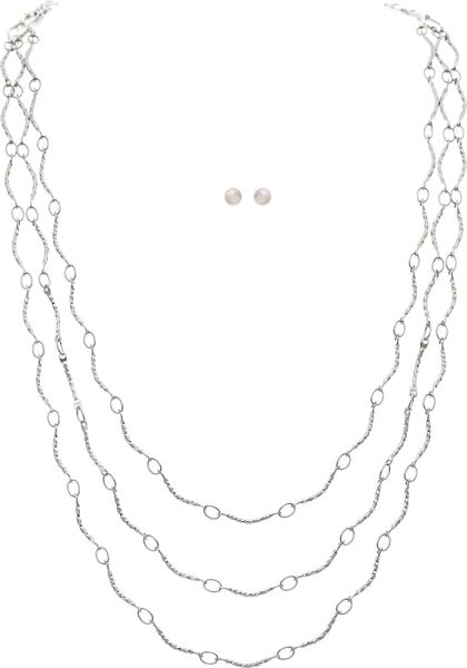 Silver Layer Curve Necklace Set