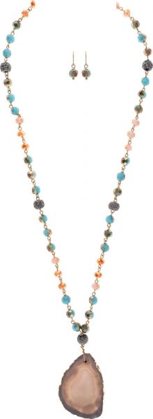 Agate Slice Necklace Set