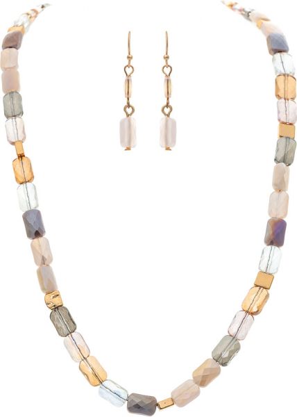 Natural Fire Polish Faceted Beads Necklace Set