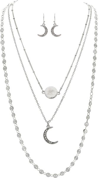 Silver 3 Row Celestial Chain Necklace
