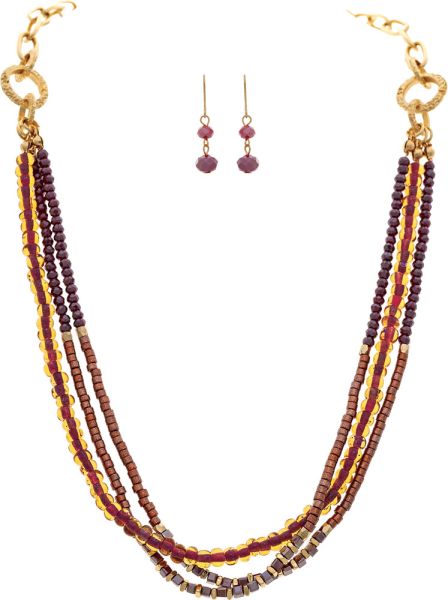 Gold Raspberry Beads Layered Necklace Set