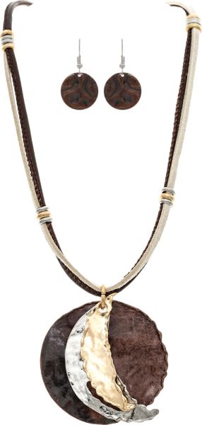Multi Metal Moon Phases Artisan Necklace Set