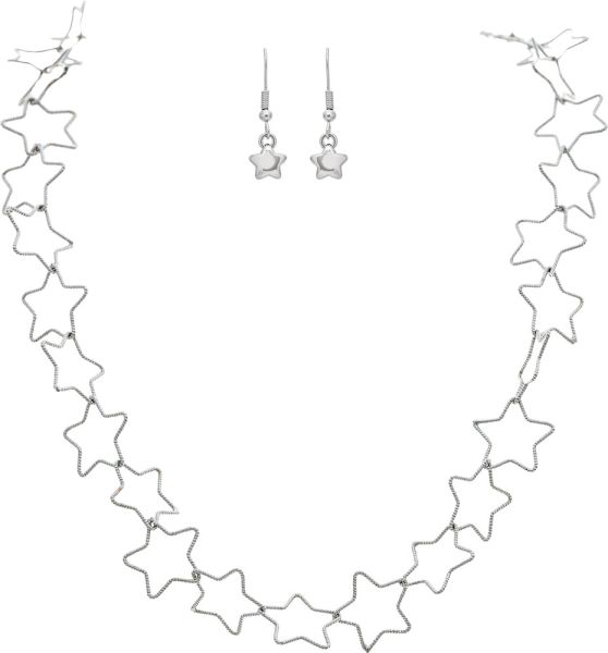 Wire Linked Star Chain Necklace Set