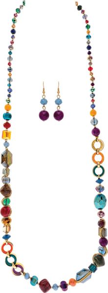 Multicolor Mix Media Baubles Necklace Set