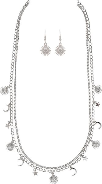 Double Chain Celestial Charm Necklace Set