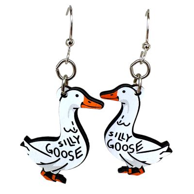 Wooden Silly Goose Earrings