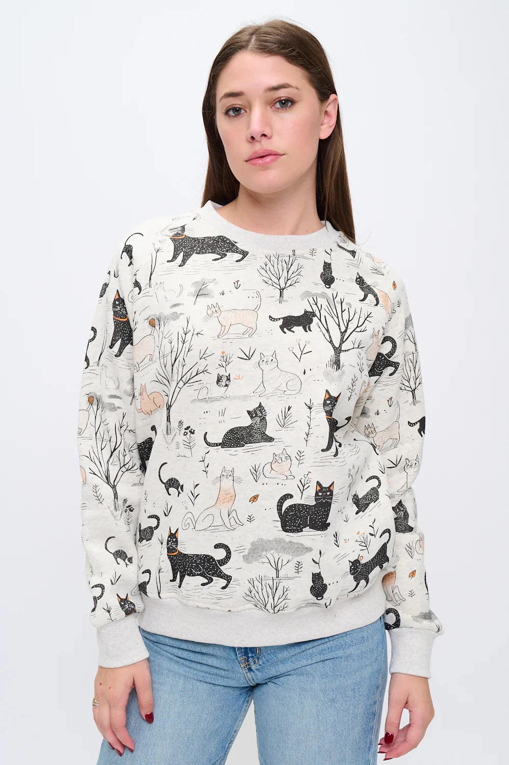 Whimsical Winter Cat Sweatshirt
