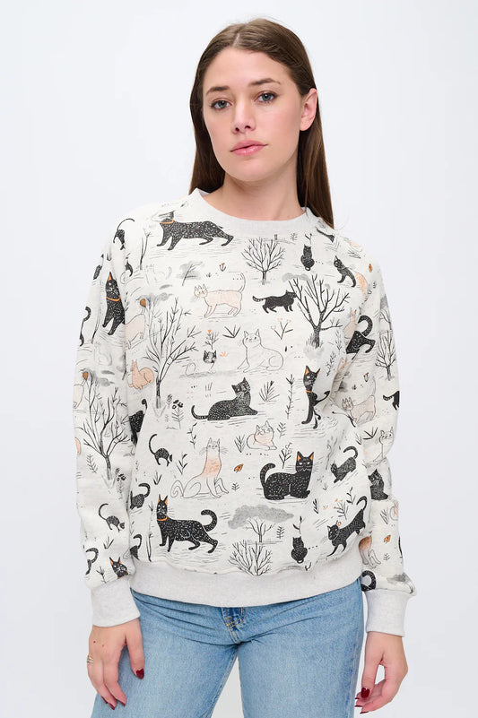 Whimsical Winter Cat Sweatshirt