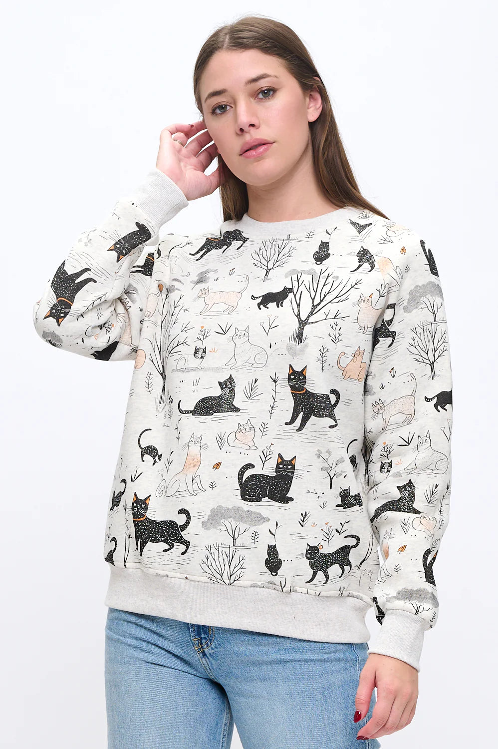 Whimsical Winter Cat Sweatshirt