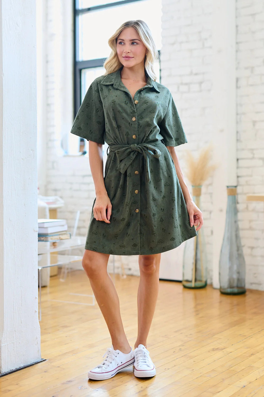 Corduroy Mushroom Shirt Dress