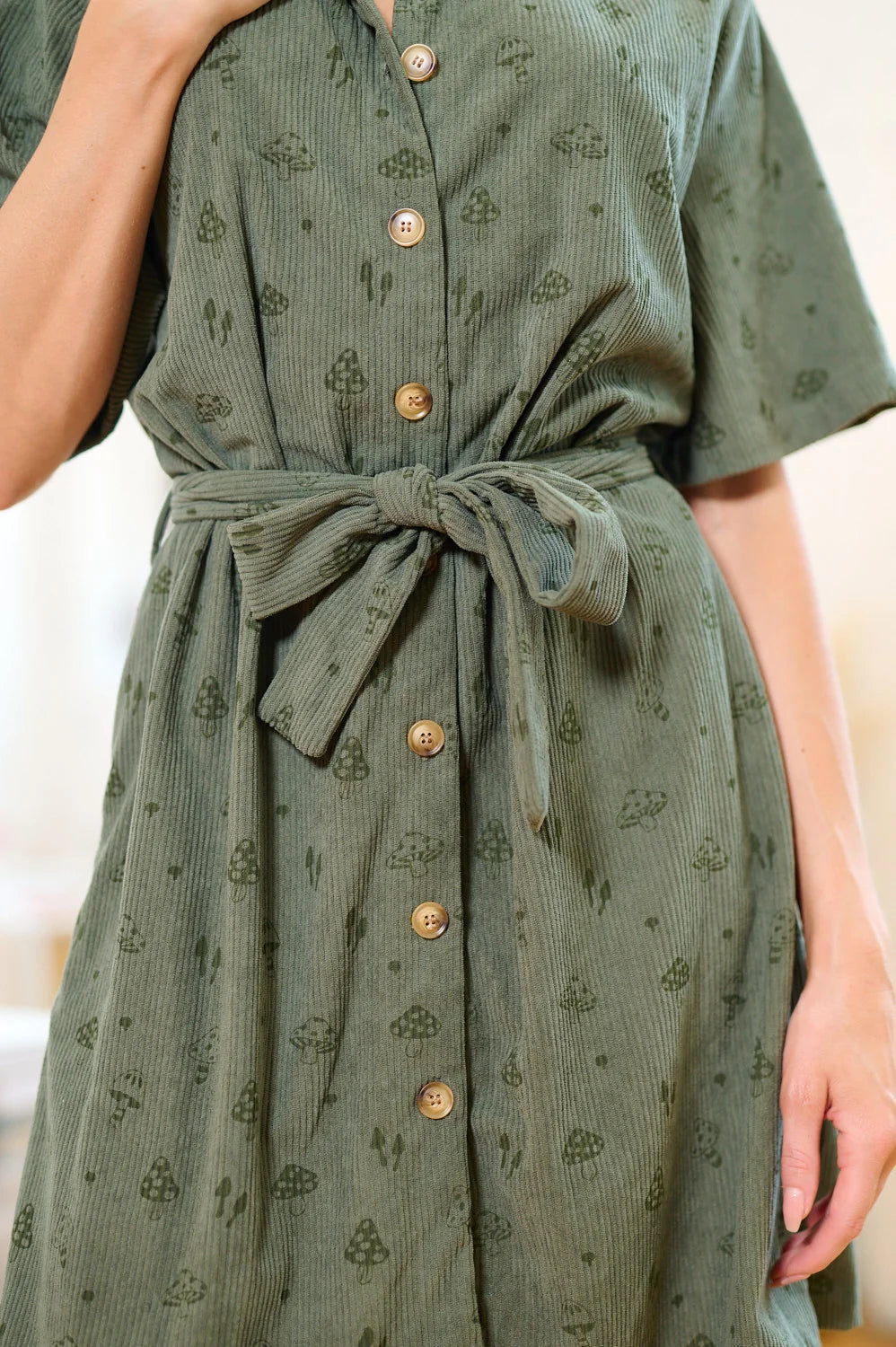 Corduroy Mushroom Shirt Dress